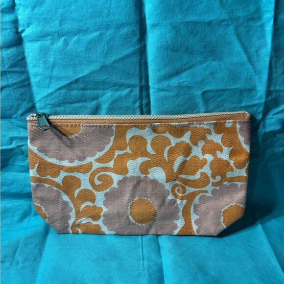 Pink Floral & Orange Scroll Canvas Bag Pouch See Pics for Measurements - Picture 1 of 9